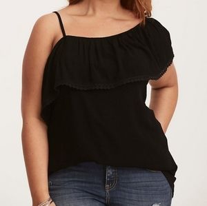 Torrid Gauze One Shoulder Ruffle tank top